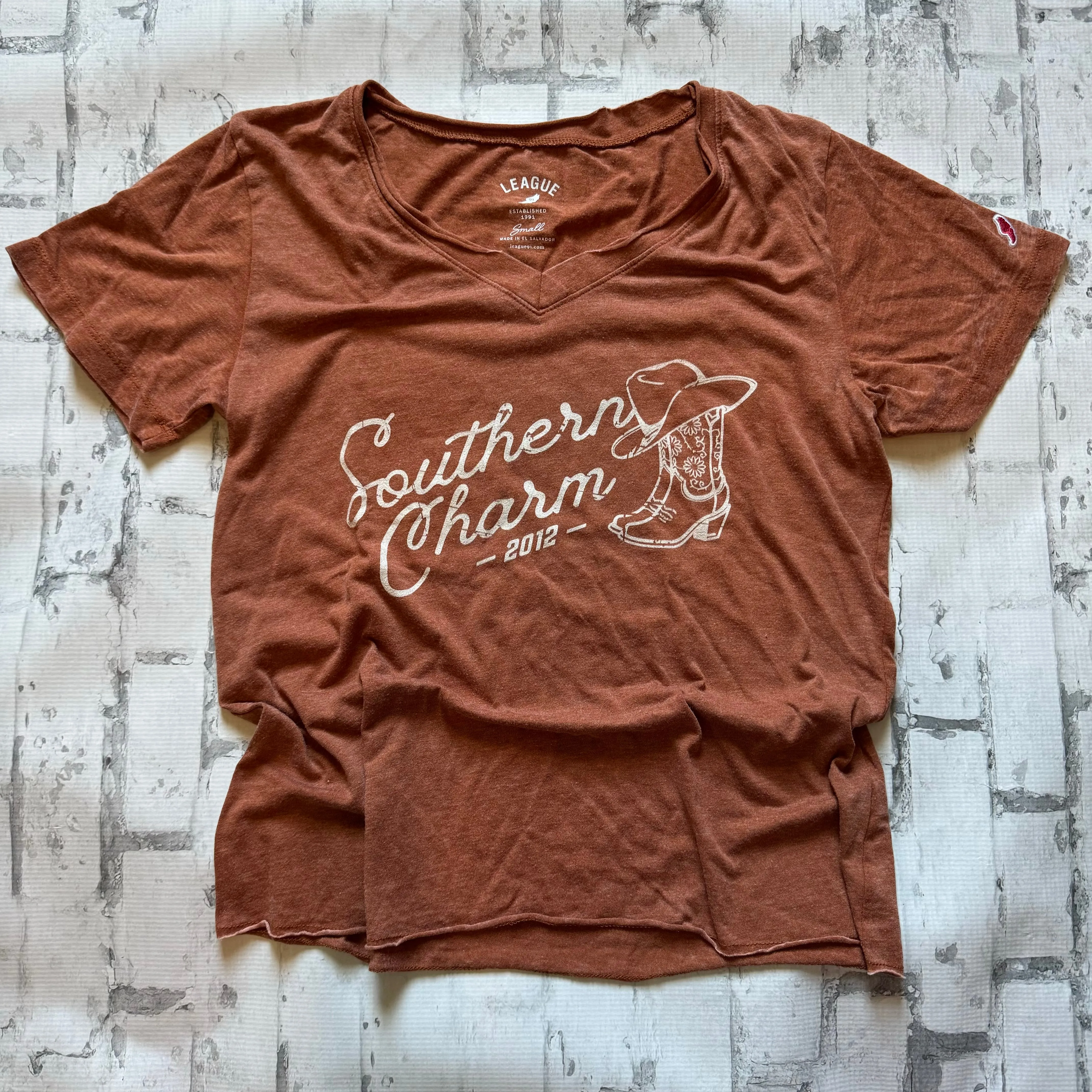 Southern Charm "Floral Cowboy Boots" Short Sleeve T-shirt - Burnt Orange