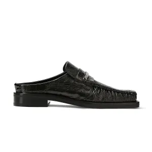 Square Toe Mule 'Black High Shine'