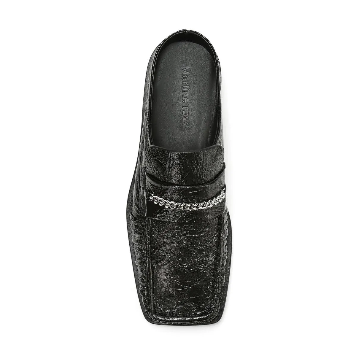 Square Toe Mule 'Black High Shine'