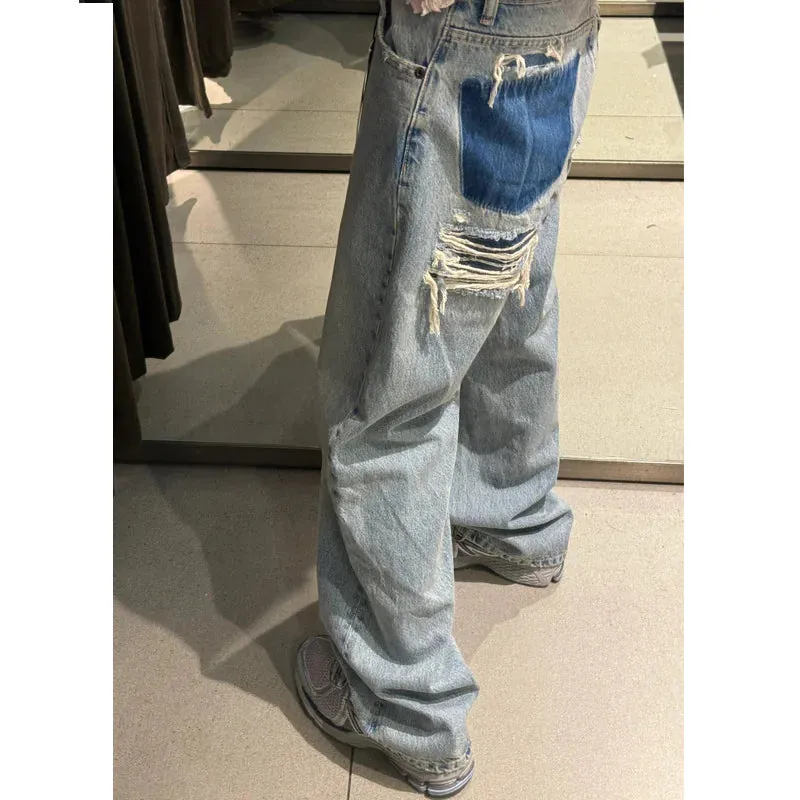 Straight Leg Ripped Jeans for Women^