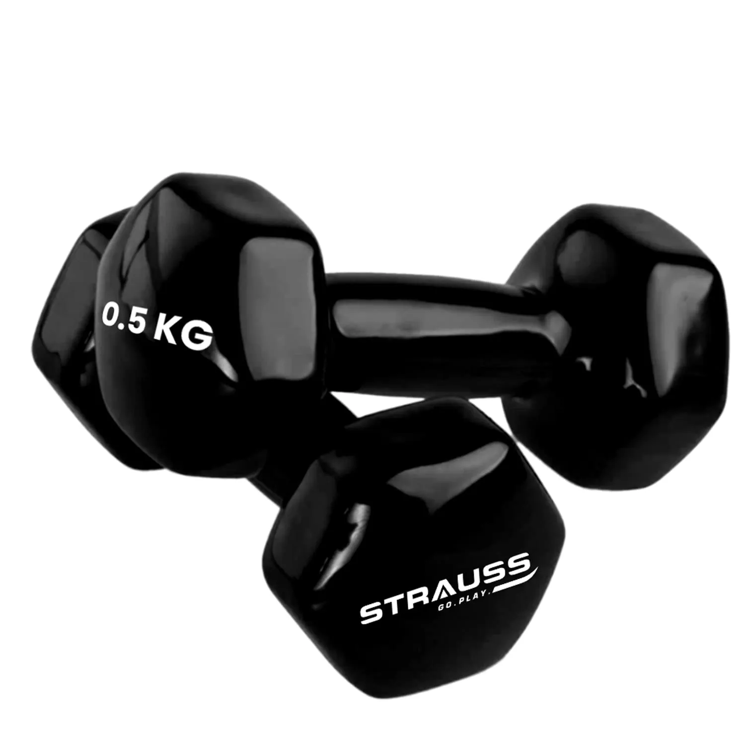 Strauss Premium Vinyl Dumbbells Weight for Men & Women | 2.5 Kg (Each) | 5 Kg (Pair) | Ideal for Home Workout, Yoga, Pilates, Gym Exercises | Non-Slip, Easy to Hold, Scratch Resistant (Black)