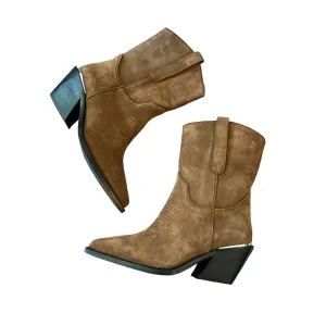 Taupe Suede Cowboy Boots - 7