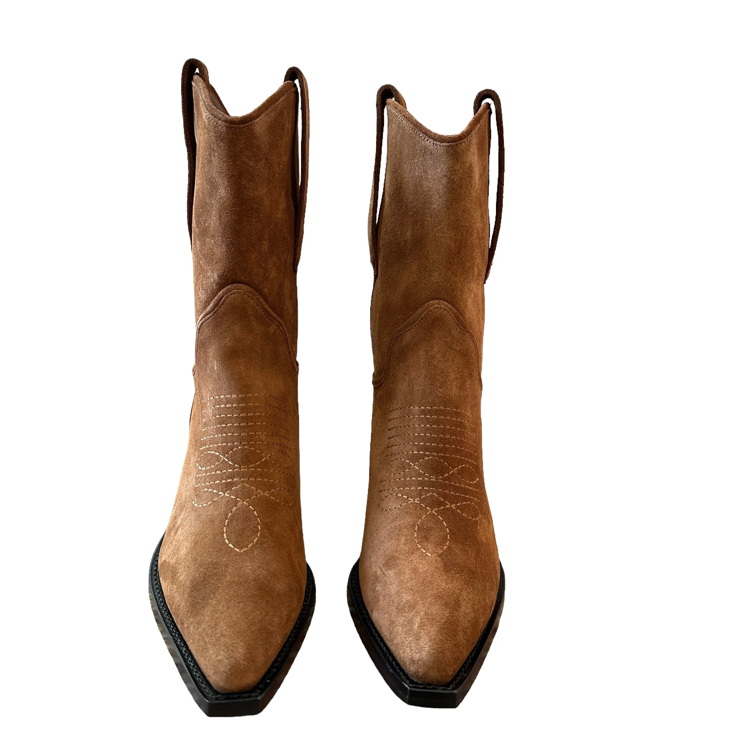 Taupe Suede Cowboy Boots - 7