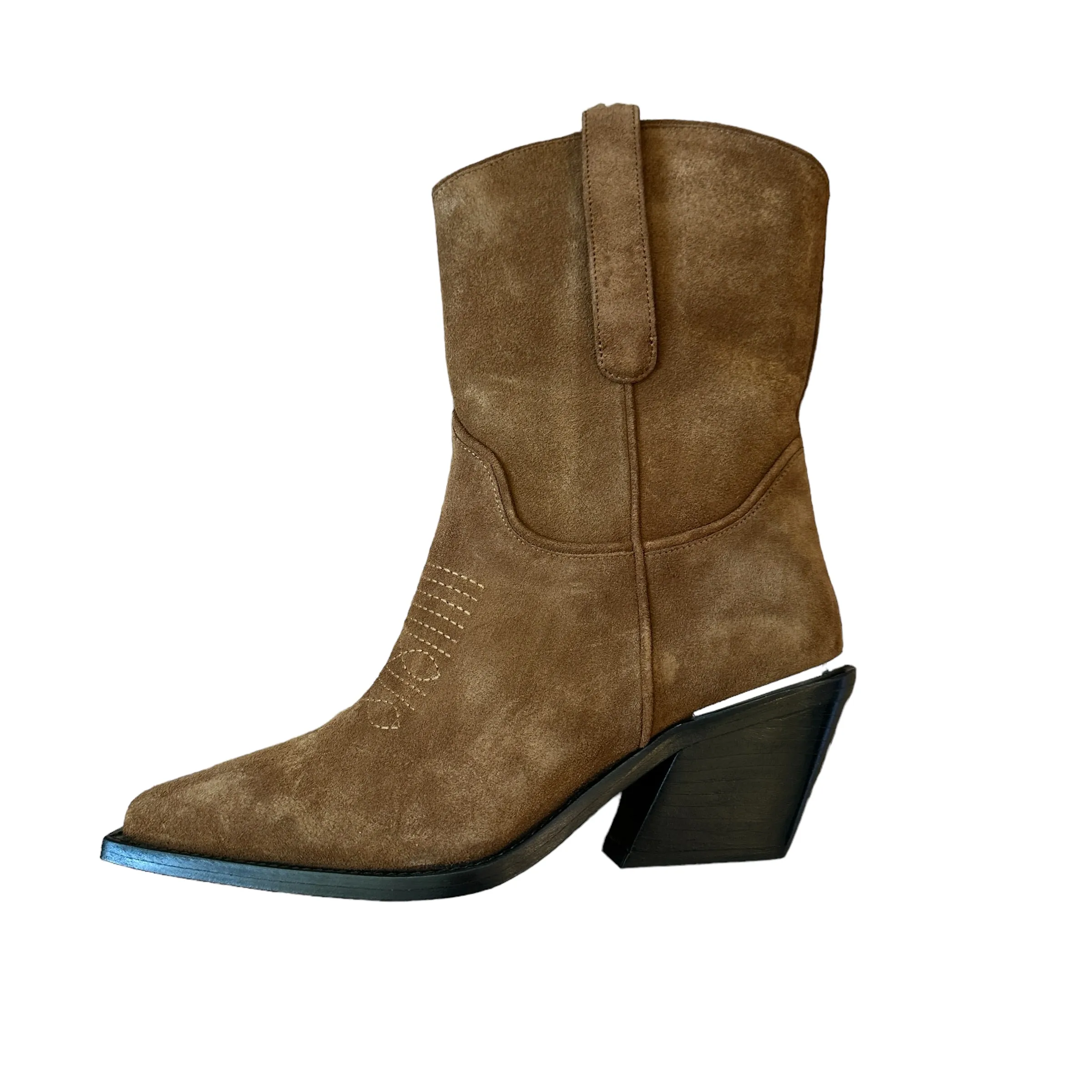 Taupe Suede Cowboy Boots - 7