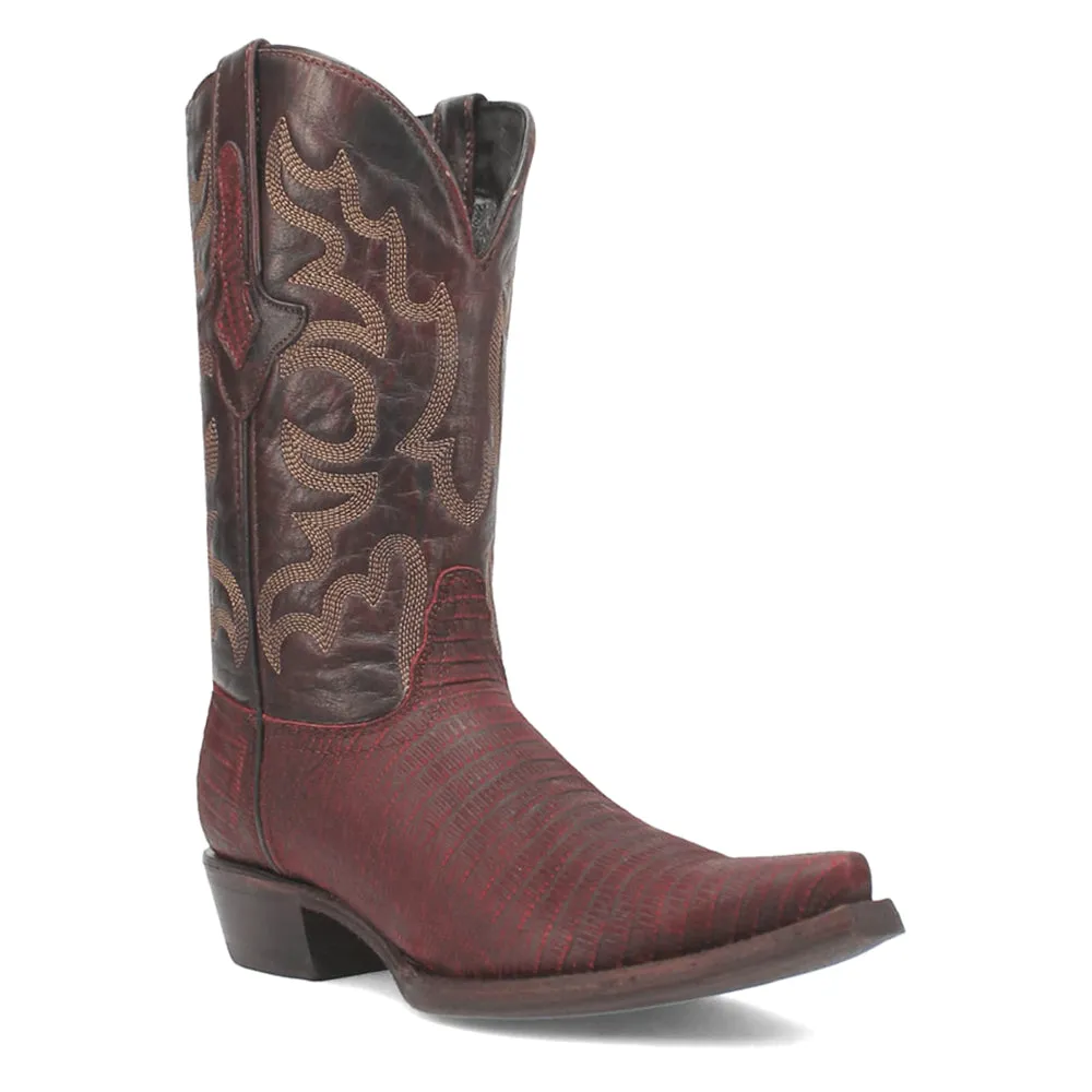 The Duke Embroidered Lizard Print Snip Toe Cowboy Boots