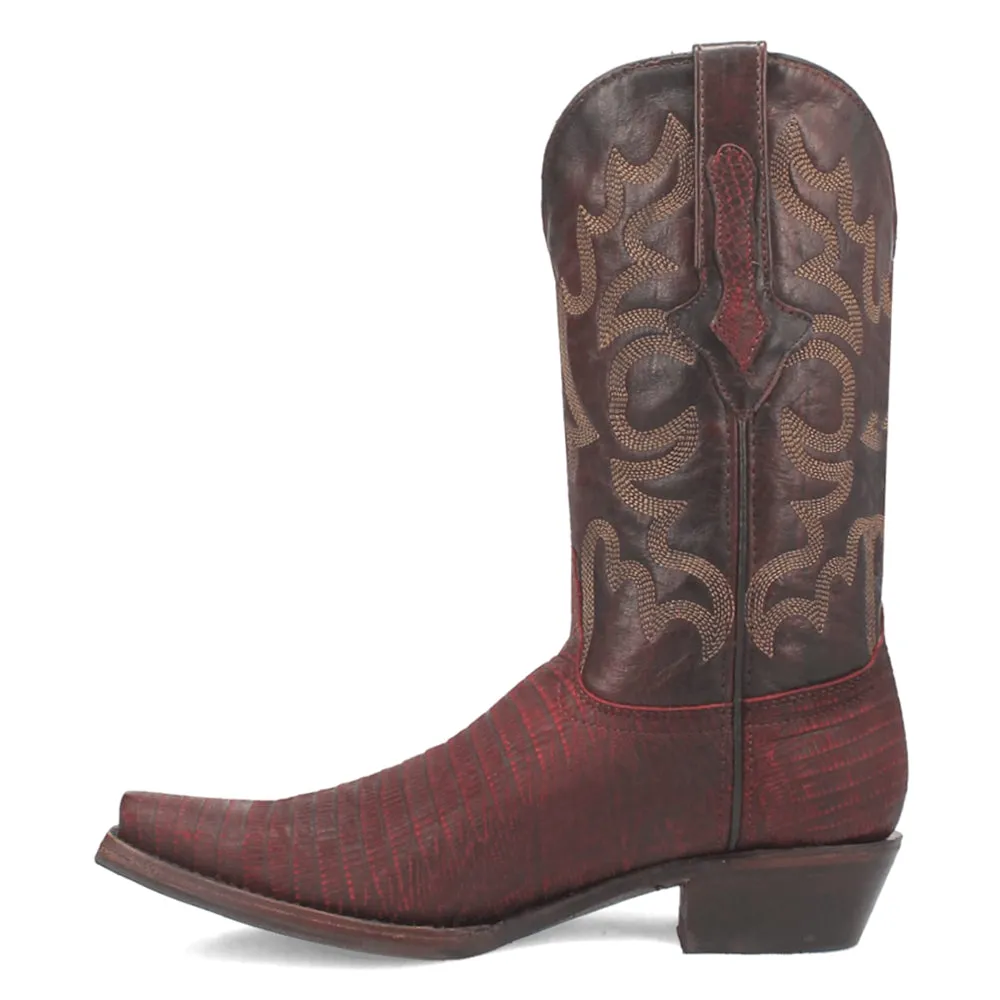 The Duke Embroidered Lizard Print Snip Toe Cowboy Boots