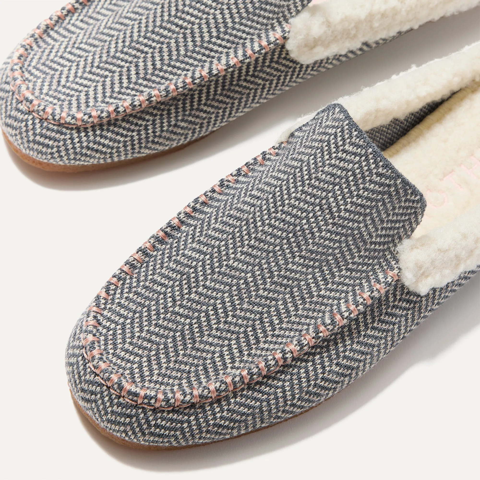 The Scuff Slipper - Grey Herringbone