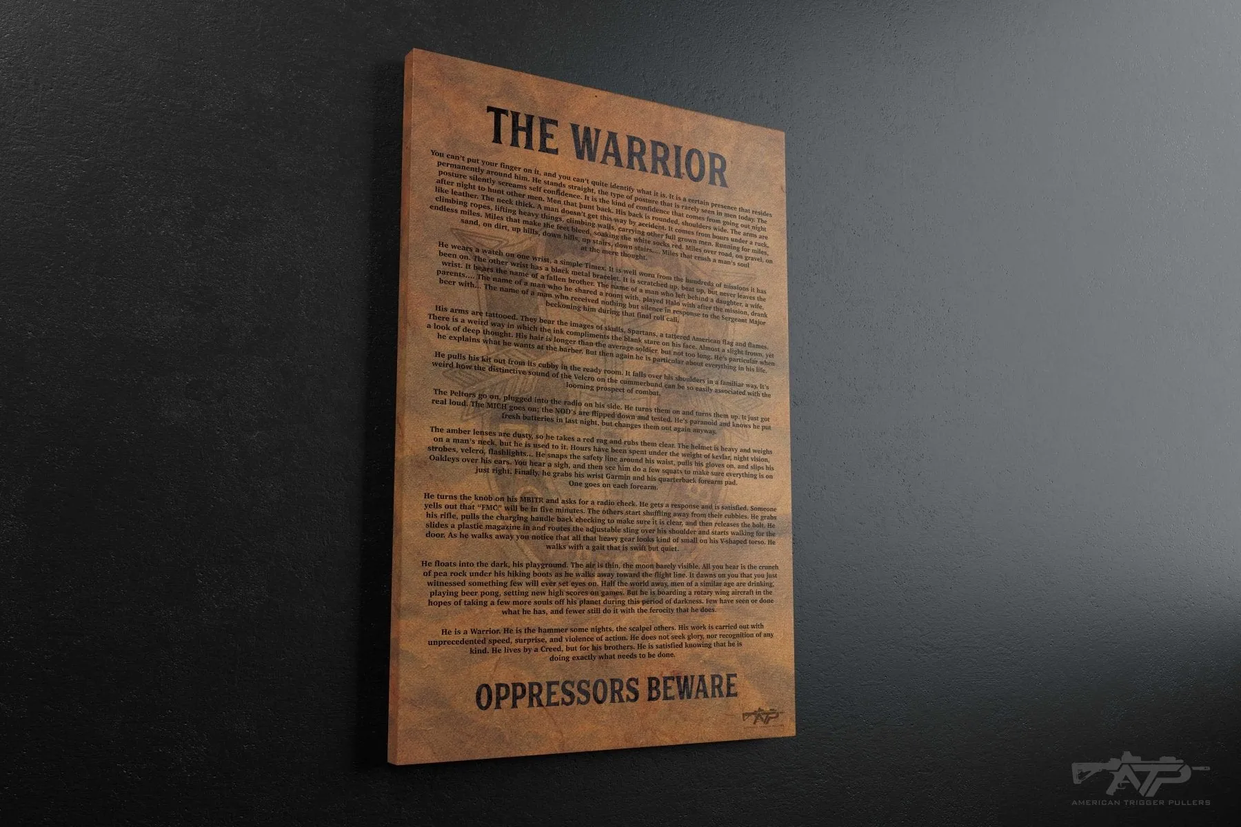 The Warrior - Oppressors Beware Canvas