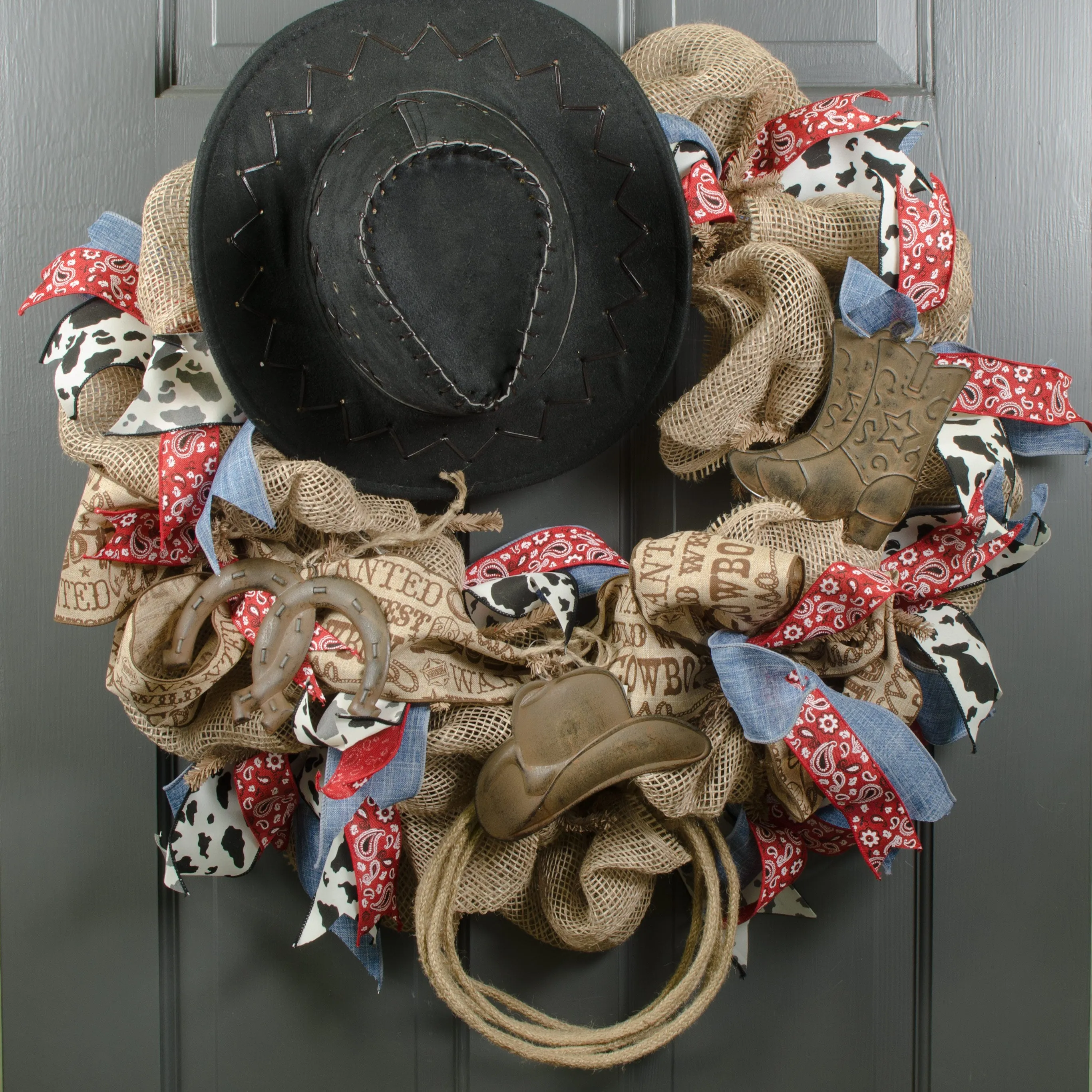 Tin Antique Rust Western Ornaments: Hat, Boot & Horseshoe (3)