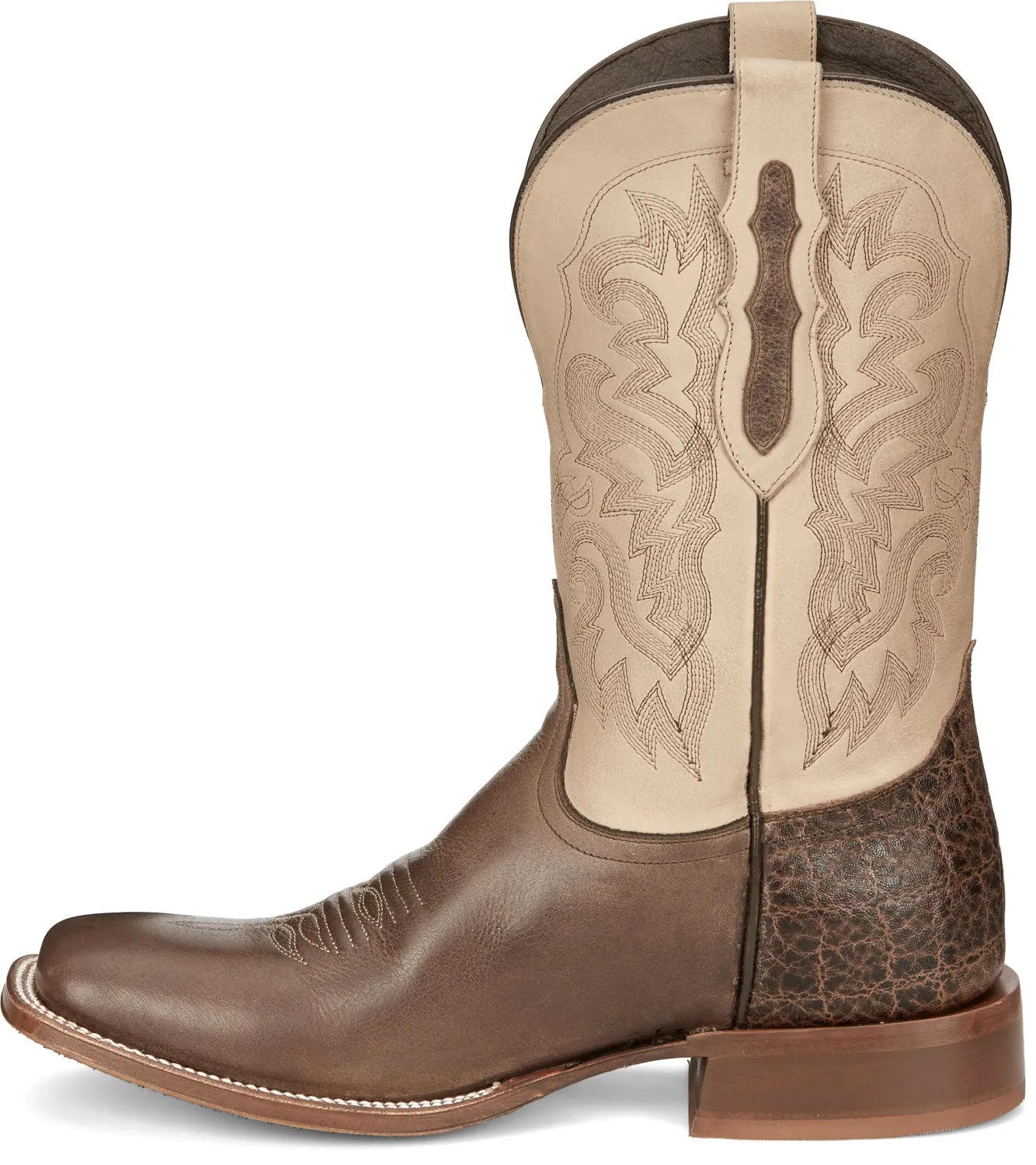 Tony Lama 11in Mens White Jinglebob Leather Cowboy Boots