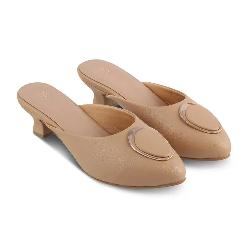 tresmode 240-JELEW BEIGE WOMEN DRESS MULES SANDALS EU/37 UK/4