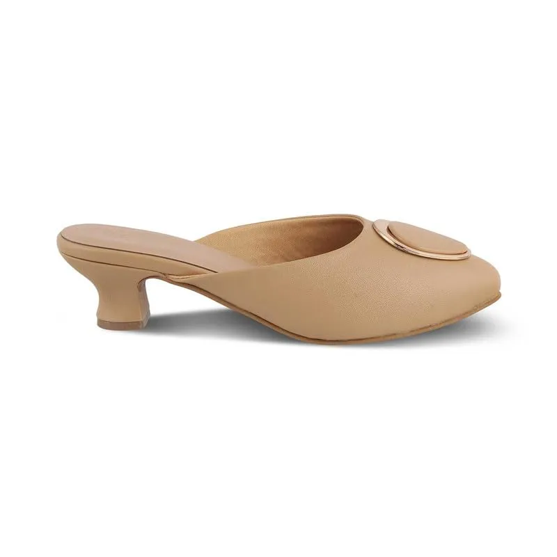 tresmode 240-JELEW BEIGE WOMEN DRESS MULES SANDALS EU/37 UK/4