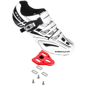 Venzo RX Road Bike Compatible with  SPD SL Look Cycling Shoes and Look Delta Indoor Cleats White Size 45