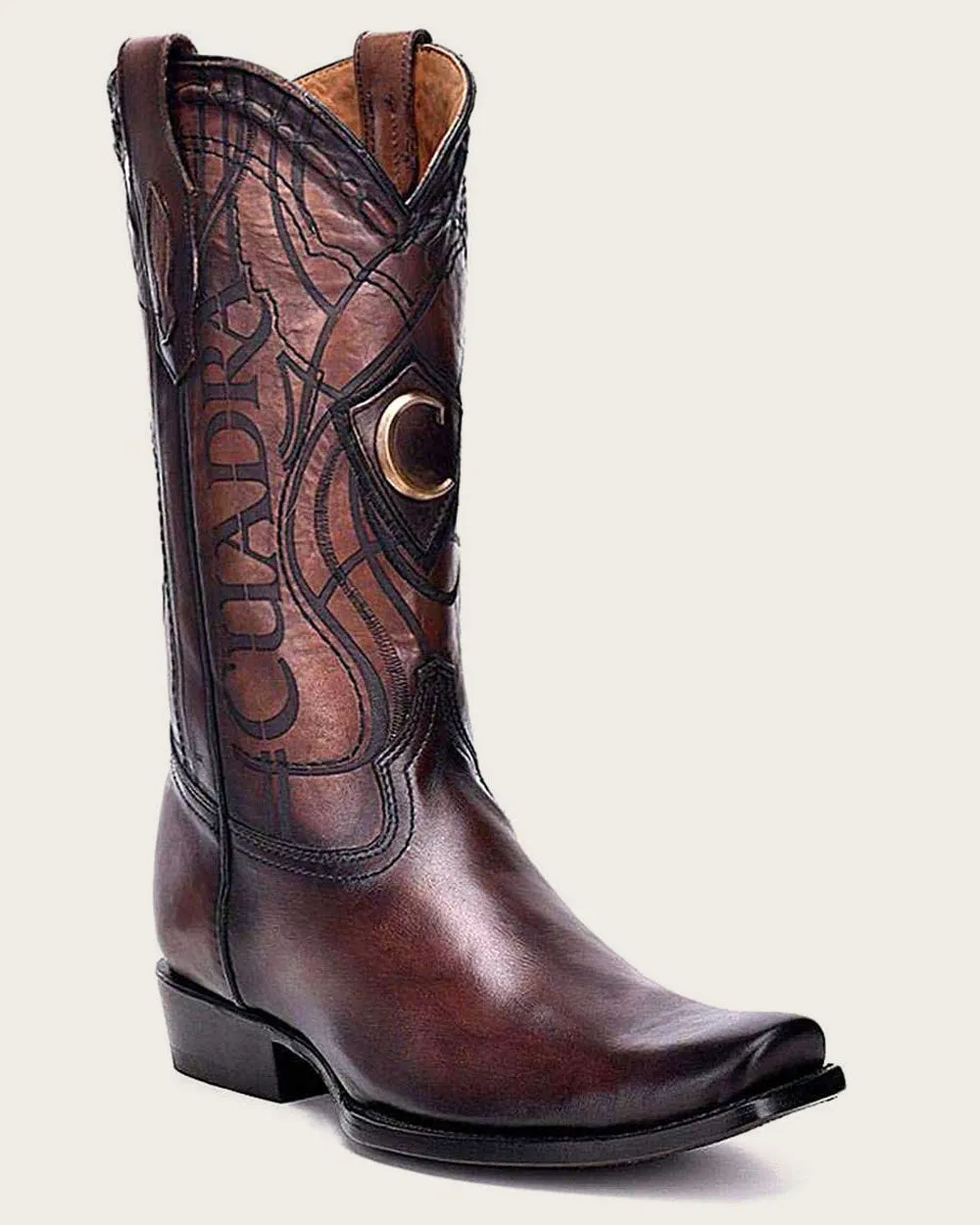 Western engraved brown boot