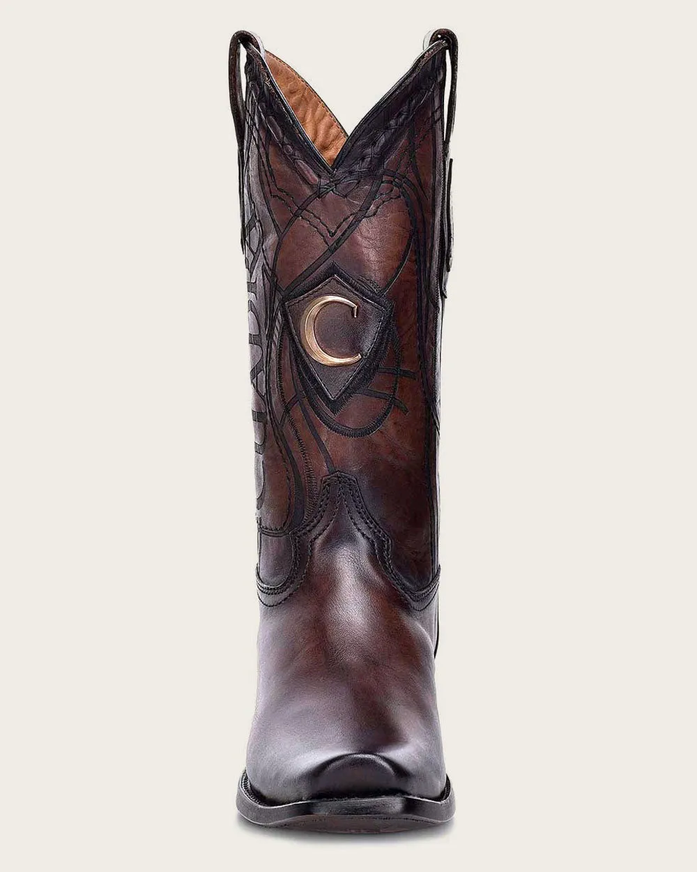 Western engraved brown boot