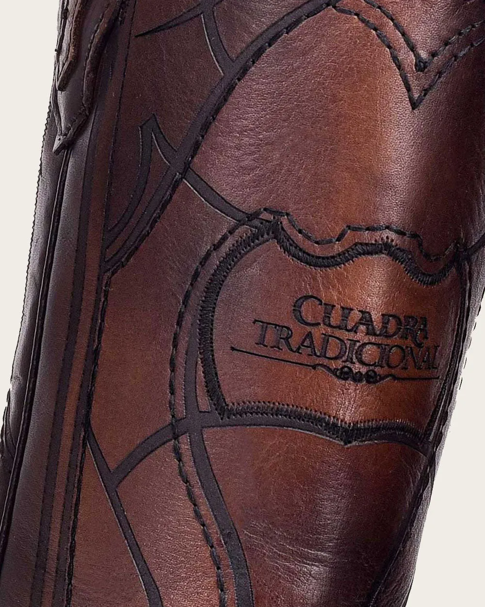 Western engraved brown boot