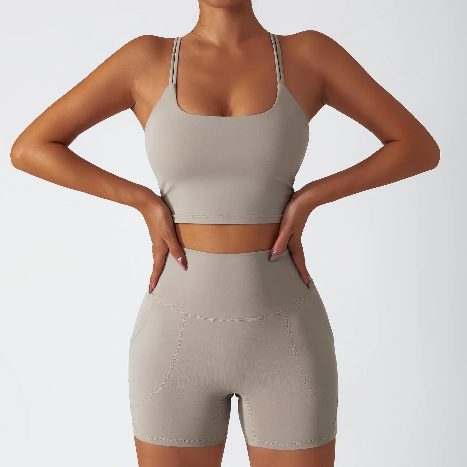 wholesale high waist short workout sets