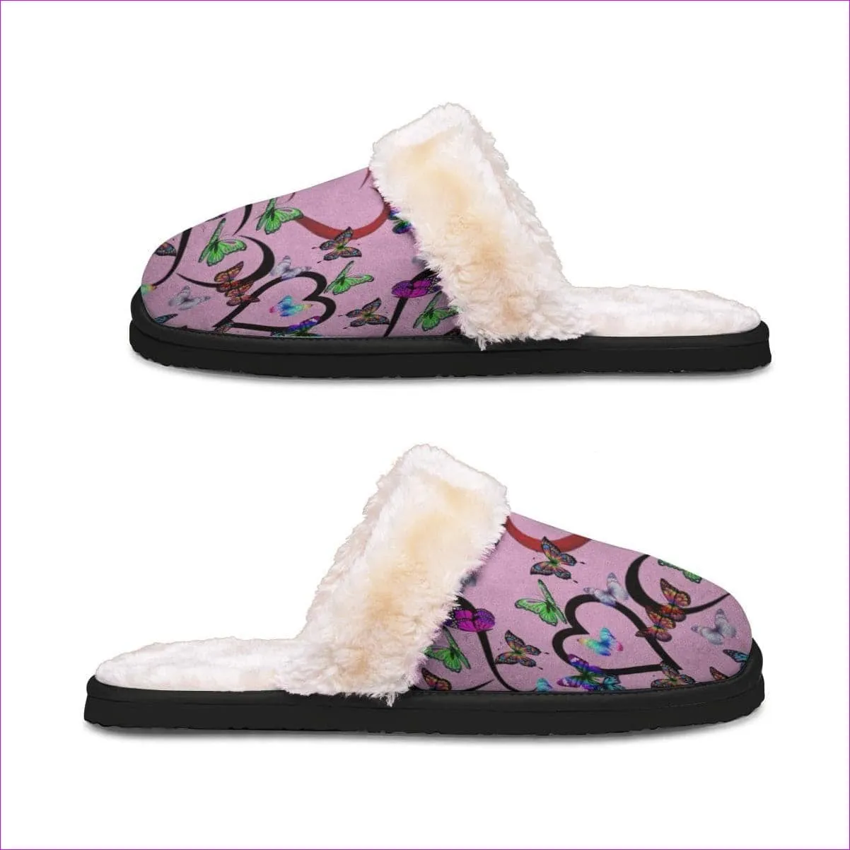 Women's Butterfly Love Home Plush Slippers