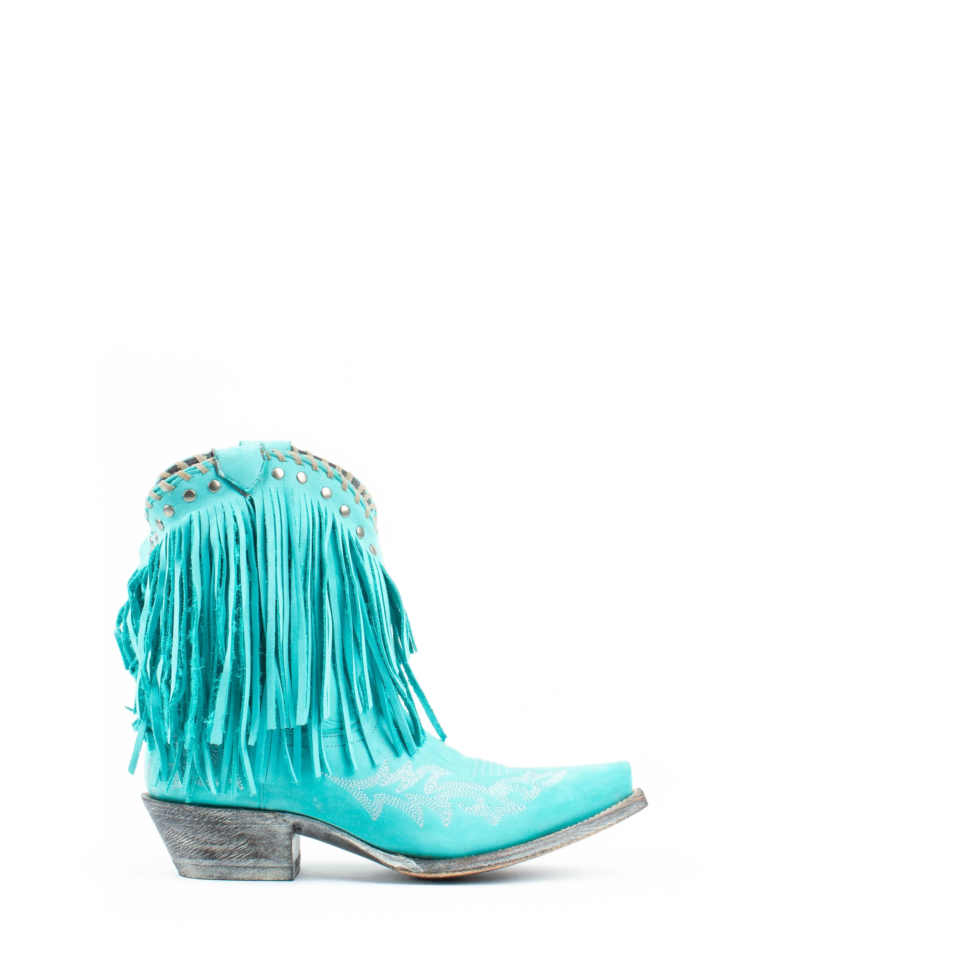 Women's Liberty Black Pilar Nobuck Grease Fringe Boots Turquoise #Pilar LC-FAL013P4D