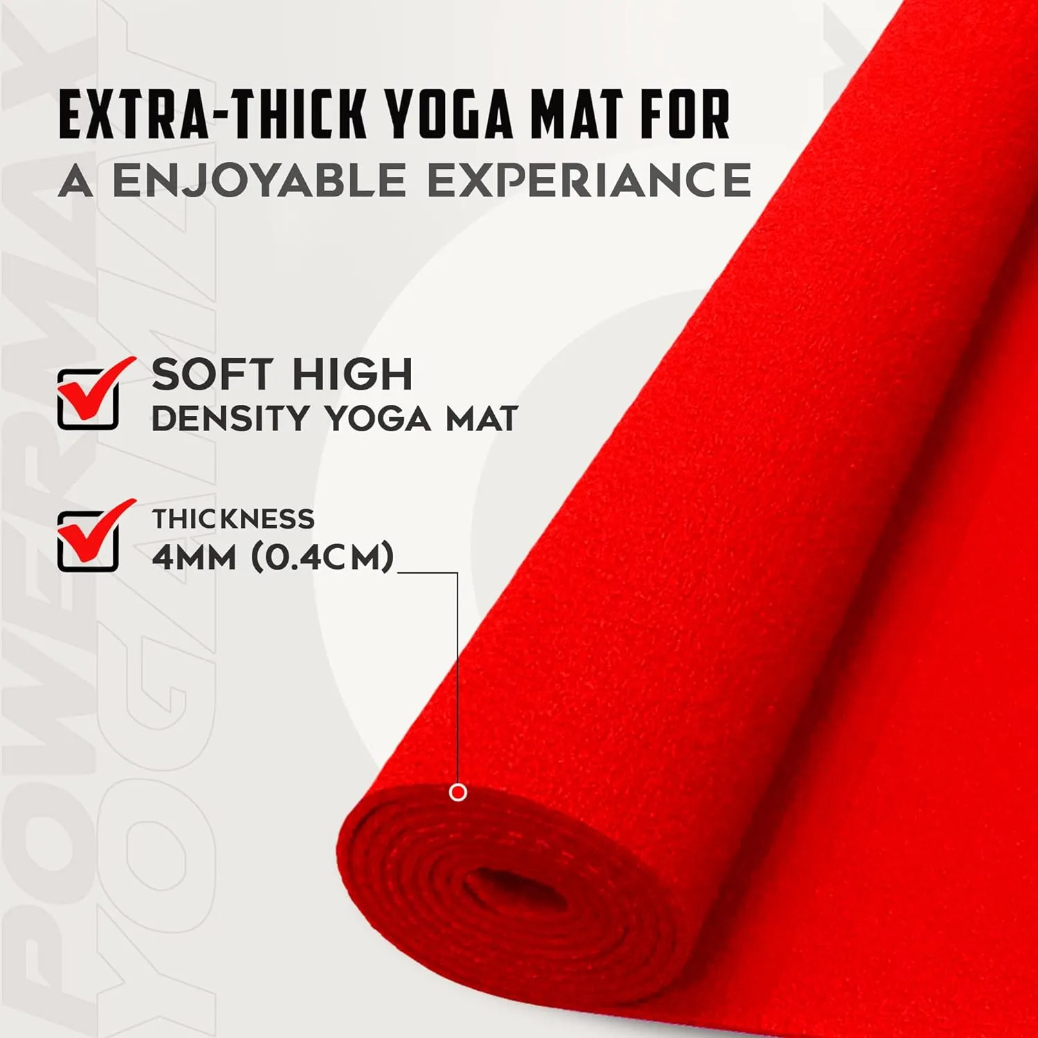 YE6-1.1-RD 6mm Thick Premium Exercise Yoga Mat for Gym Workout [Ultra-Dense Cushioning | Tear Resistance & Water Proof] Eco-Friendly Non-Slip Yoga Mat for Gym and Any General Fitness